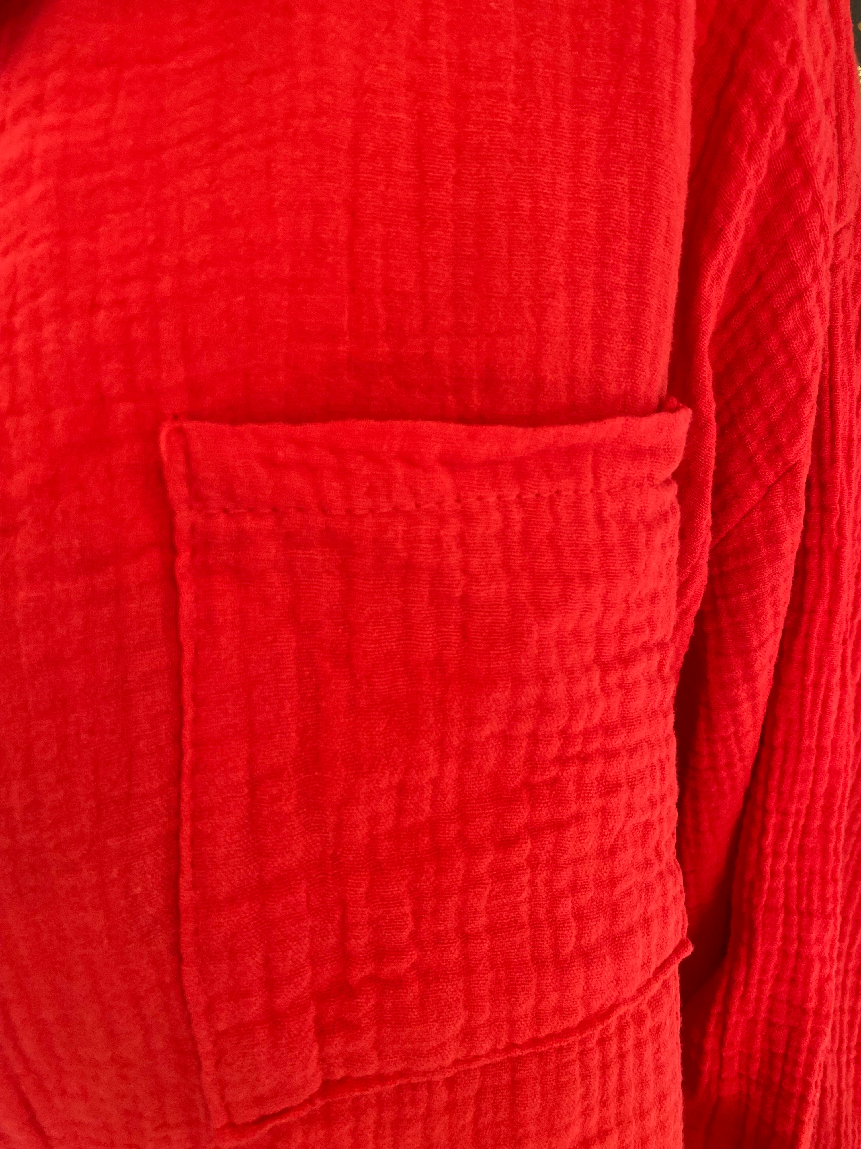 CHEMISE GAZ DE COTON ROUGE  TU 40/48