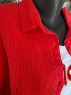 CHEMISE GAZ DE COTON ROUGE  TU 40/48