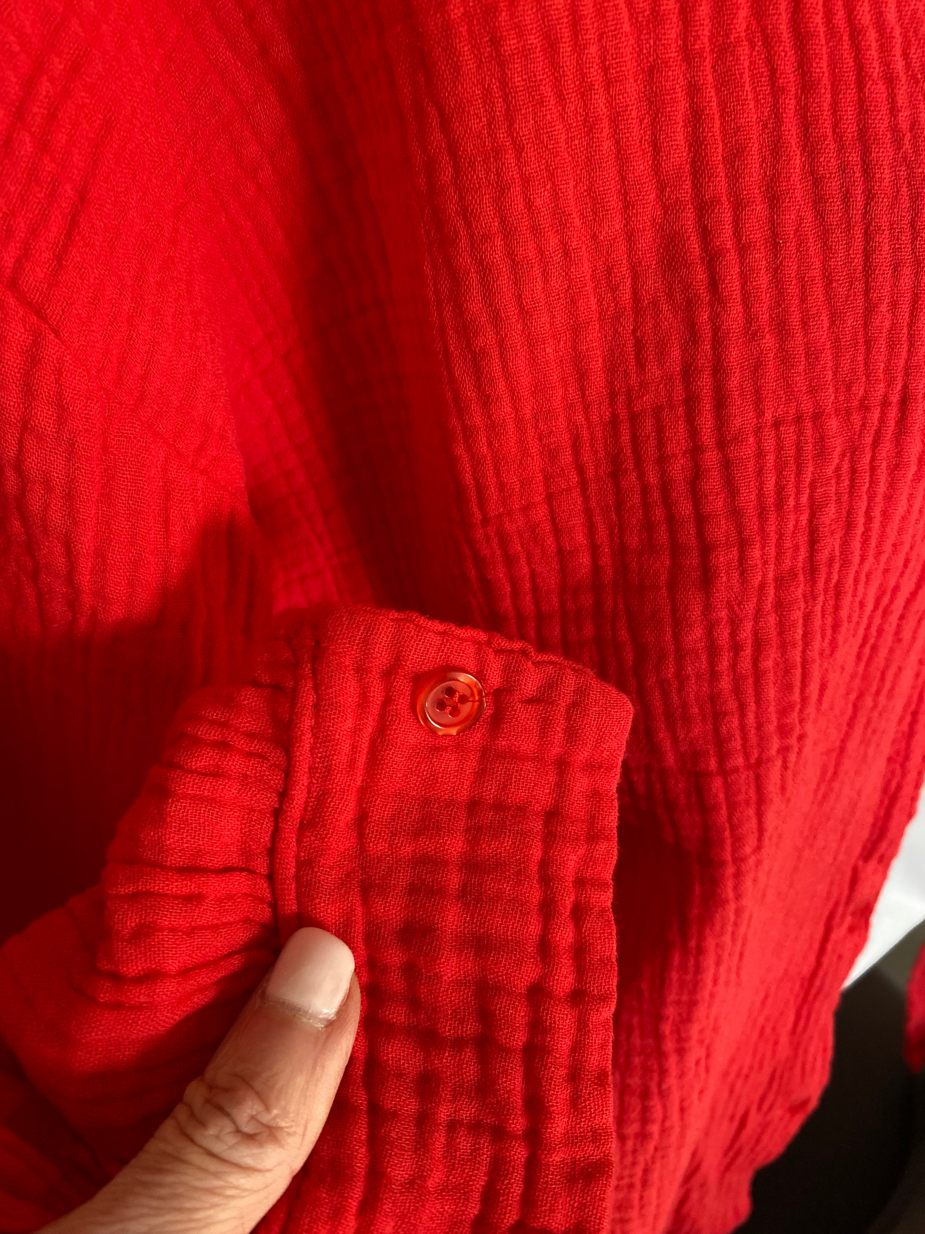 CHEMISE GAZ DE COTON ROUGE  TU 40/48