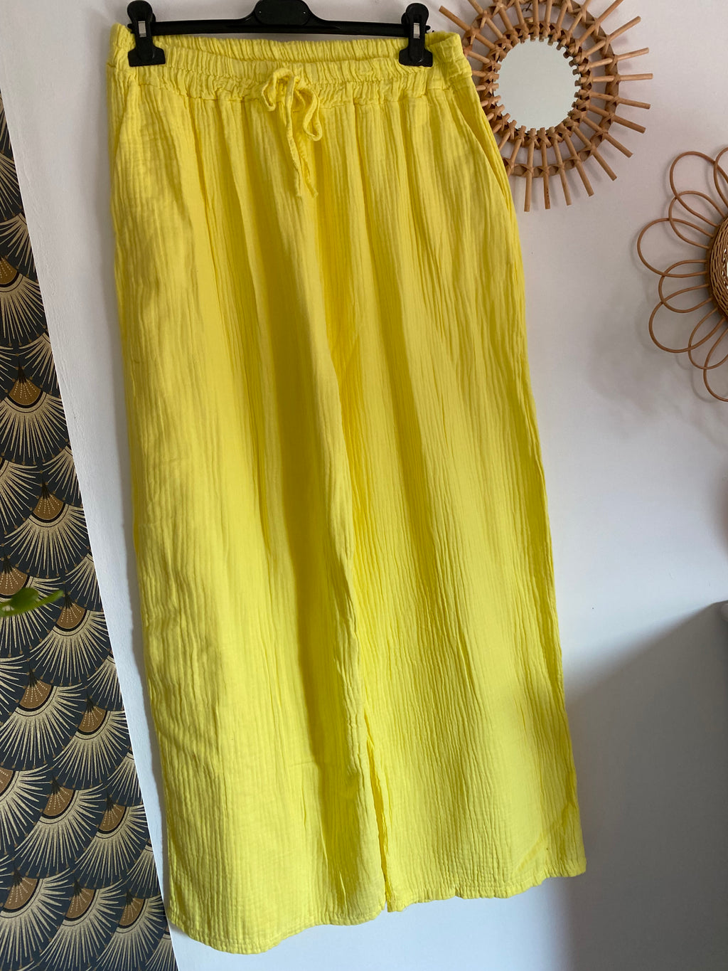 PANTALON PALAZZO  JAUNE PALE   TU 42/48