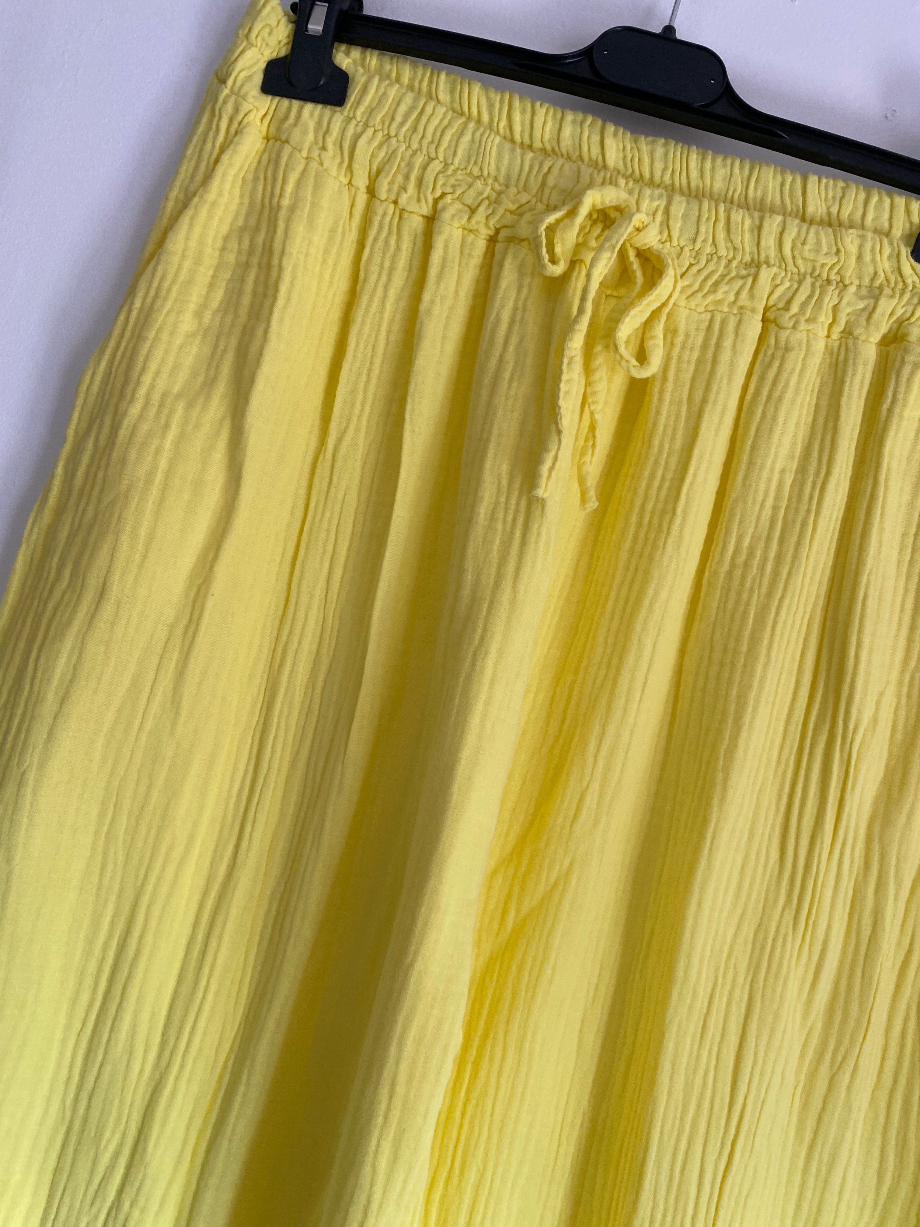 PANTALON PALAZZO  JAUNE PALE   TU 42/48