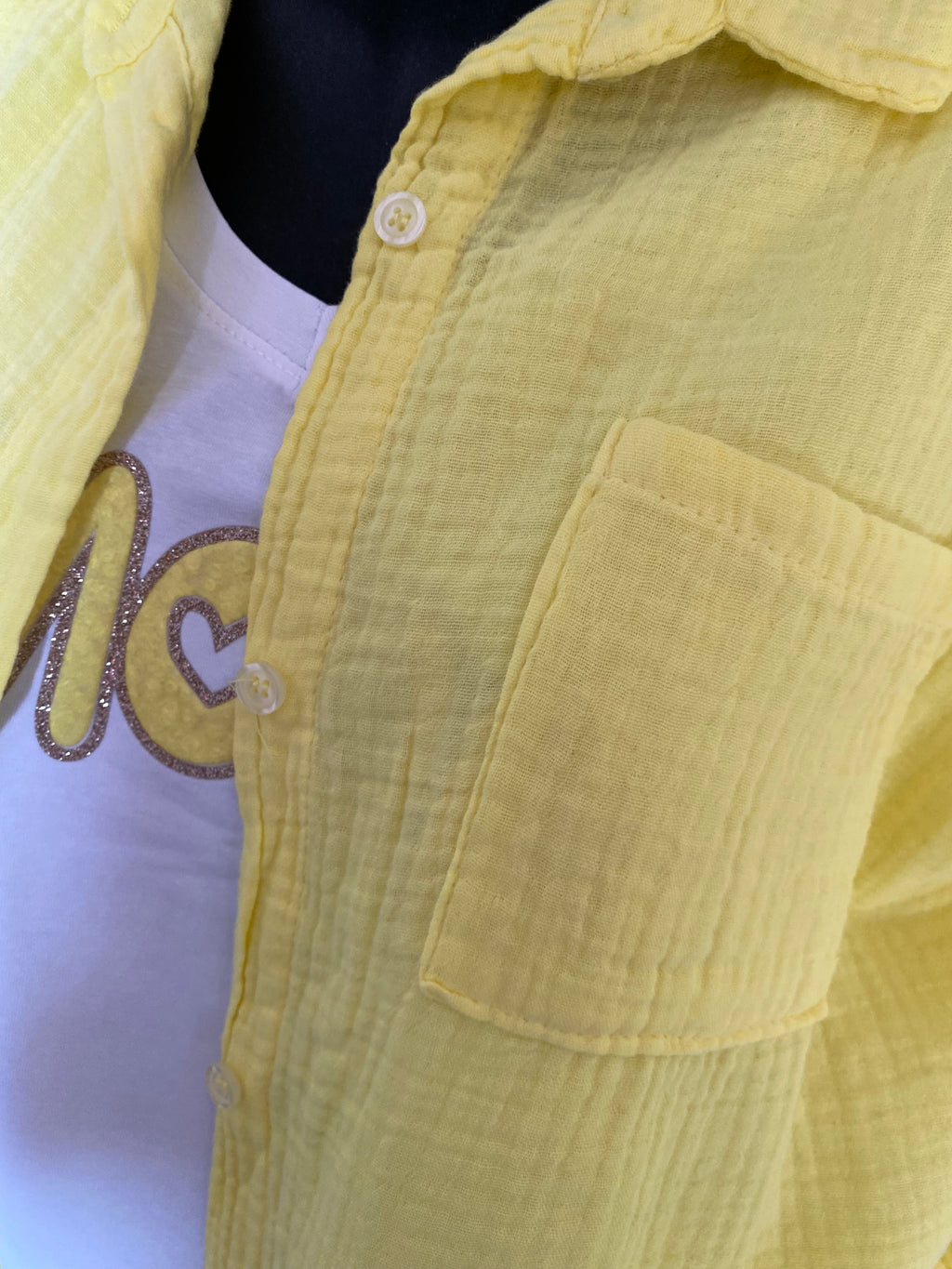 CHEMISE GAZ DE COTON JAUNE PALE   TU 40/48