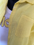 CHEMISE GAZ DE COTON JAUNE PALE   TU 40/48