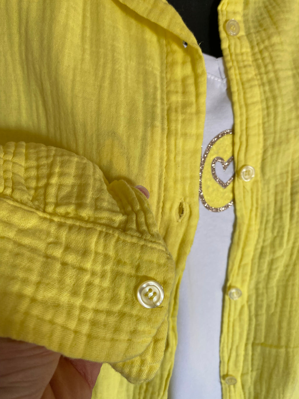 CHEMISE GAZ DE COTON JAUNE PALE   TU 40/48