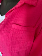 CHEMISE GAZ DE COTON FUSHIA  TU 40/48