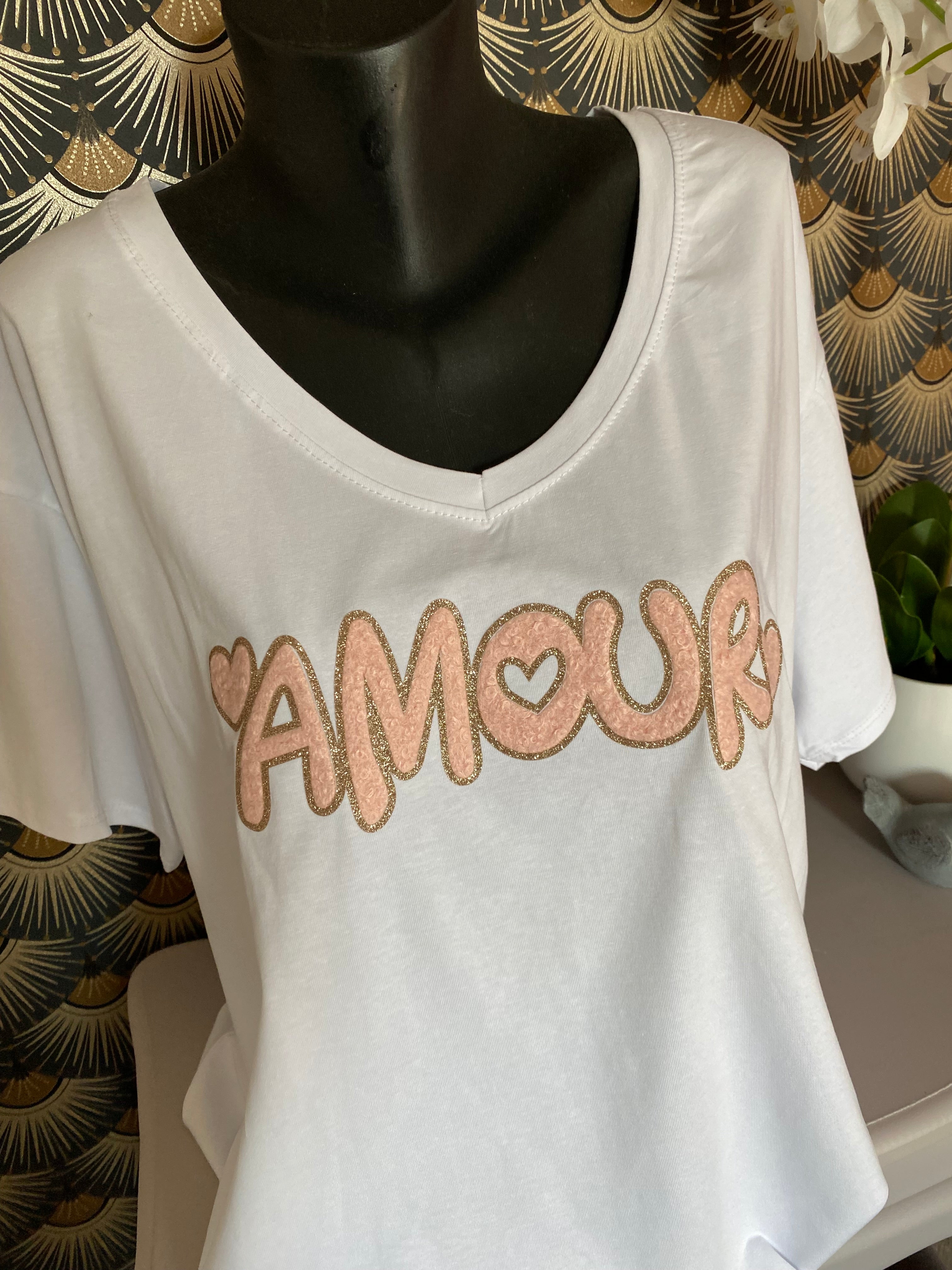 T SHIRT AMOUR ROSE  TU 48/54