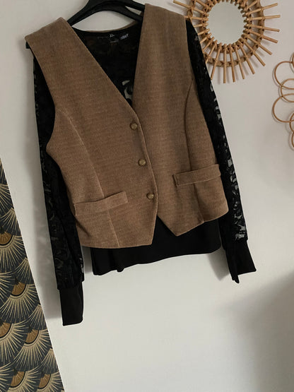 GILET VELOUR   BEIGE  TU 36/42