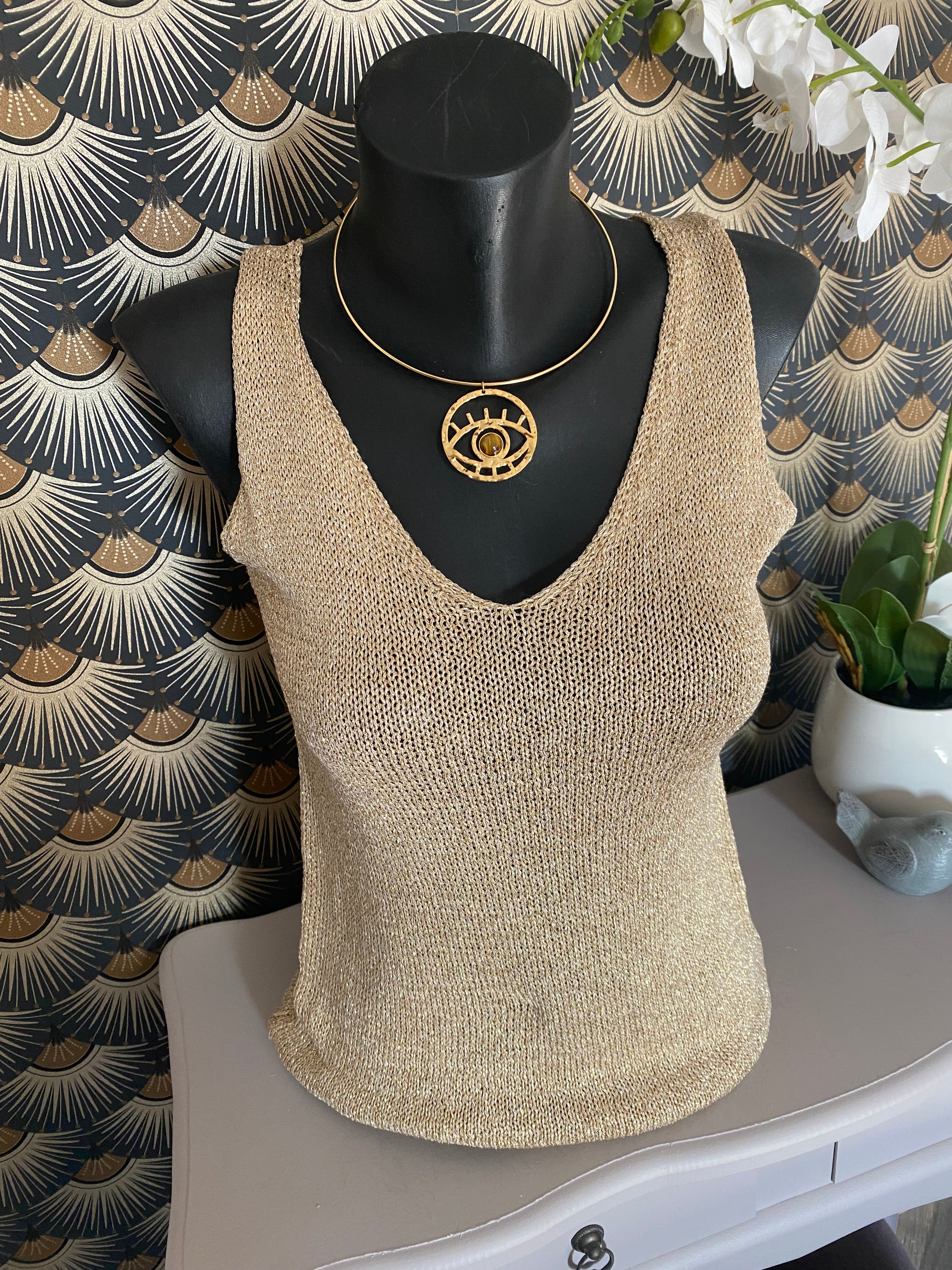 TOP BRETELLE IRISE DORE  TU 34/40 petit42