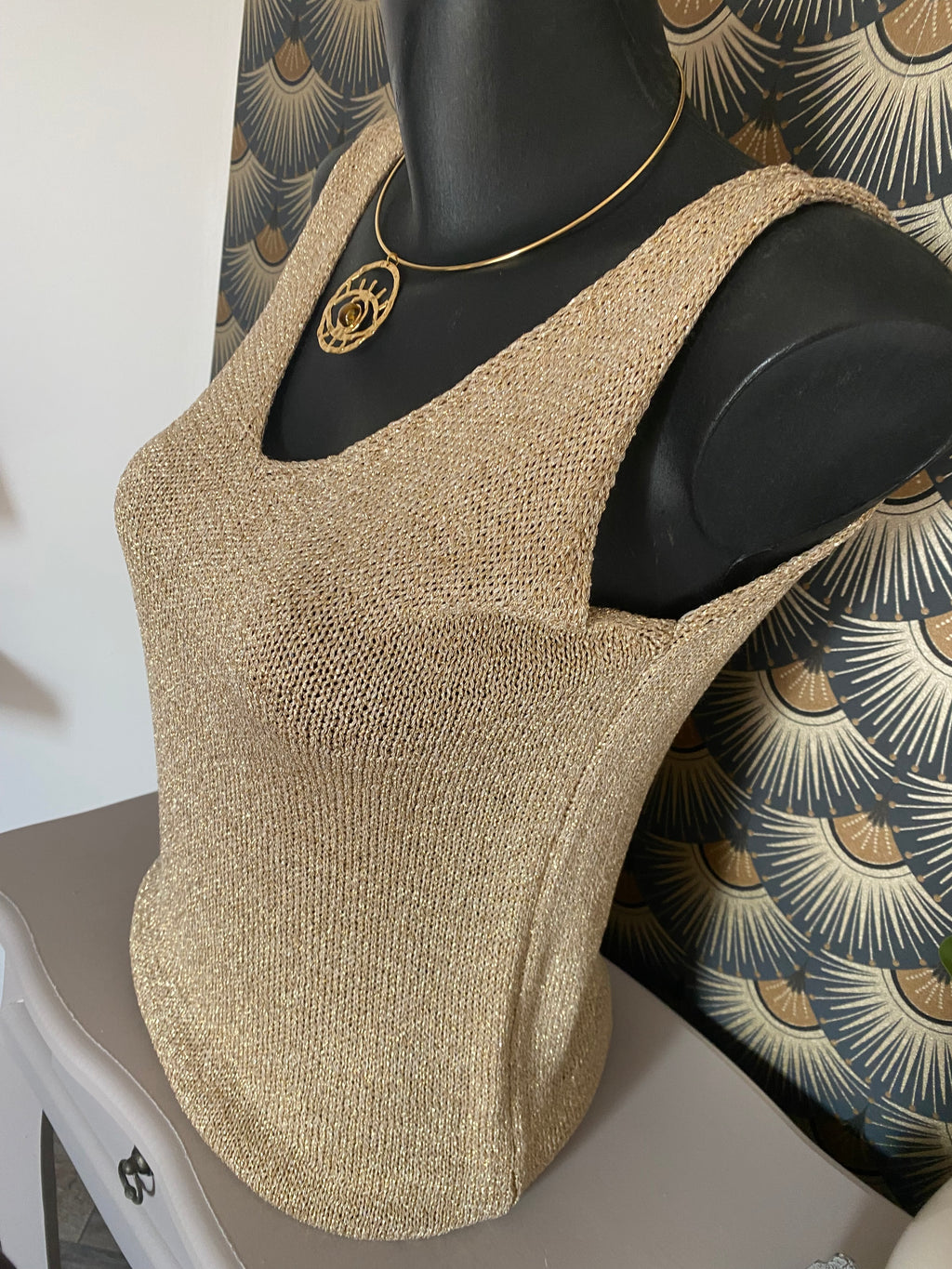 TOP BRETELLE IRISE DORE  TU 34/40 petit42
