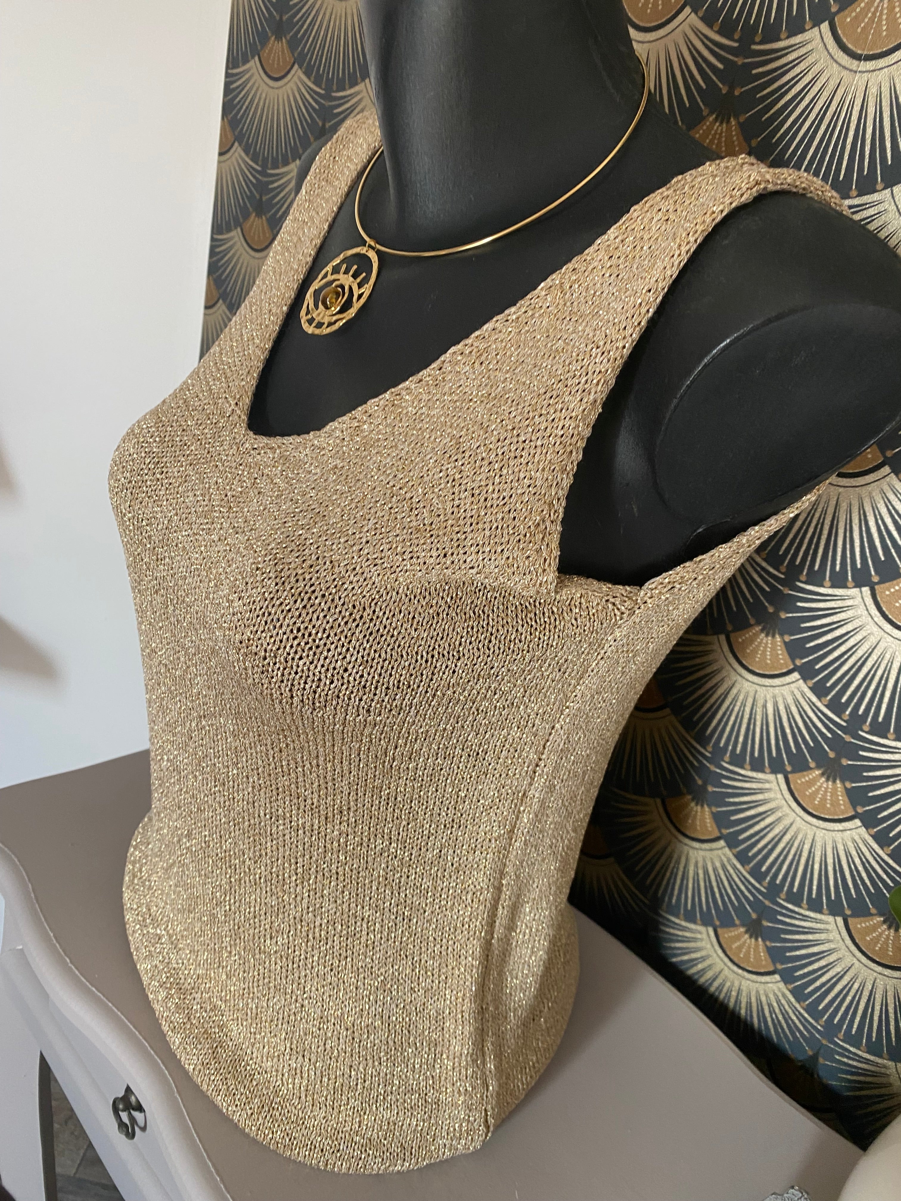 TOP BRETELLE IRISE DORE  TU 34/40 petit42