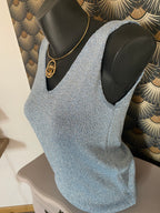 TOP BRETELLE IRISE BLEU  TU 34/40 petit 42