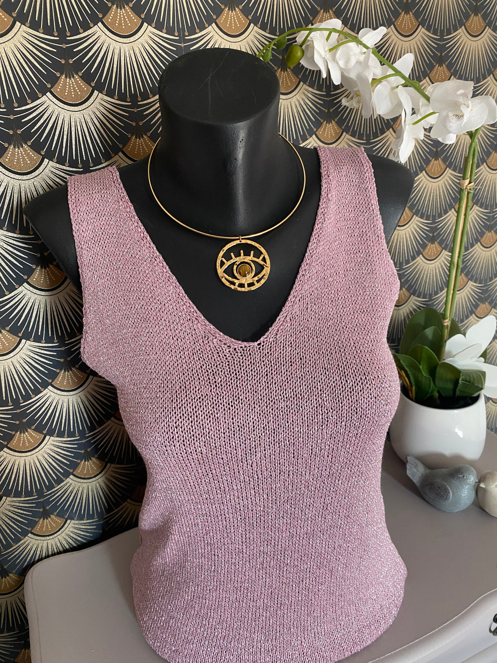 TOP BRETELLE IRISE ROSE  TU 34/40 petit 42
