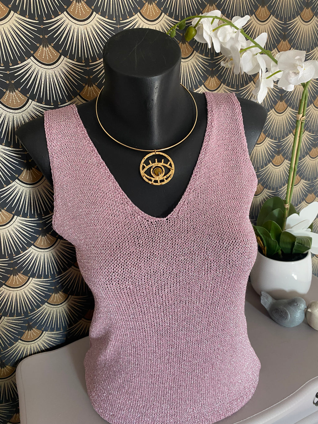 TOP BRETELLE IRISE ROSE  TU 34/40 petit 42