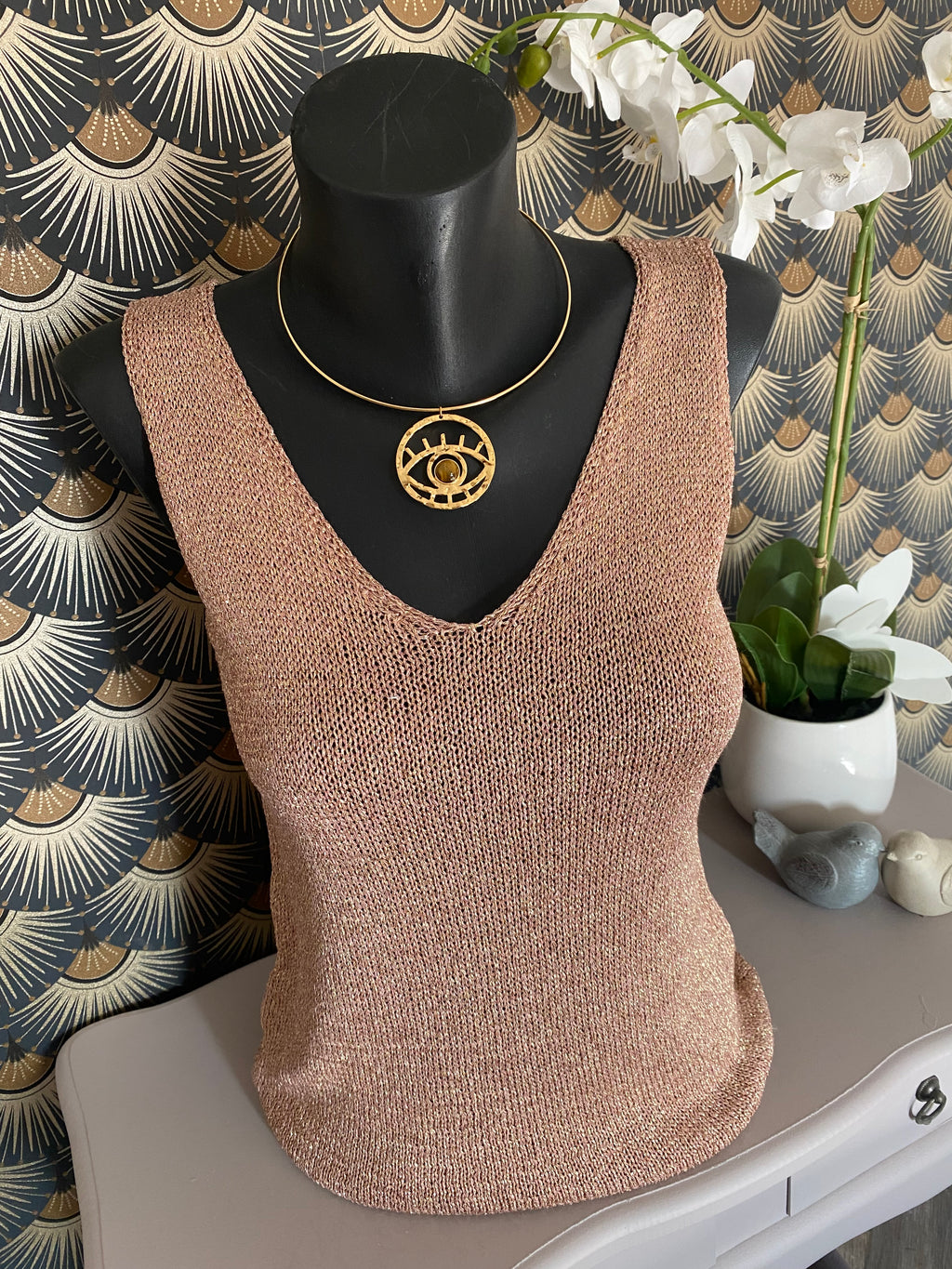 TOP BRETELLE IRISE ROSE GOLD  TU 34/40 petit 42