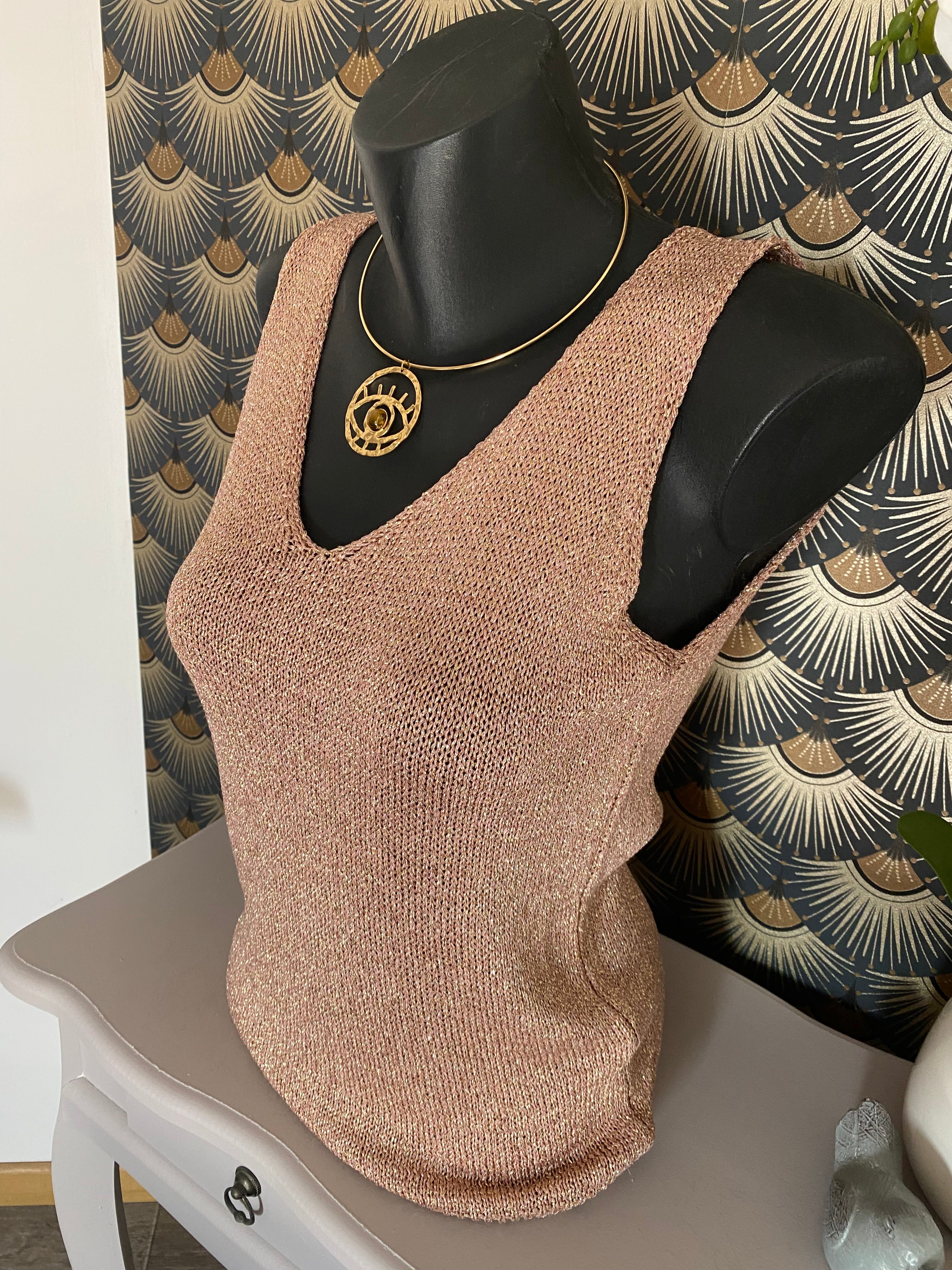 TOP BRETELLE IRISE ROSE GOLD  TU 34/40 petit 42