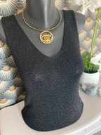 TOP BRETELLE IRISE NOIR   TU 34/40 petit 42