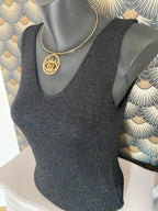 TOP BRETELLE IRISE NOIR   TU 34/40 petit 42