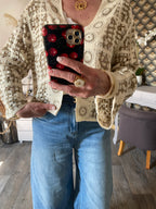GILET CROCHET TAUPE  TU 36/ 44