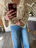 GILET CROCHET TAUPE  TU 36/ 44