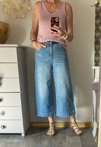 TOP BRETELLE IRISE ROSE  TU 34/40 petit 42