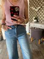 TOP BRETELLE IRISE ROSE  TU 34/40 petit 42