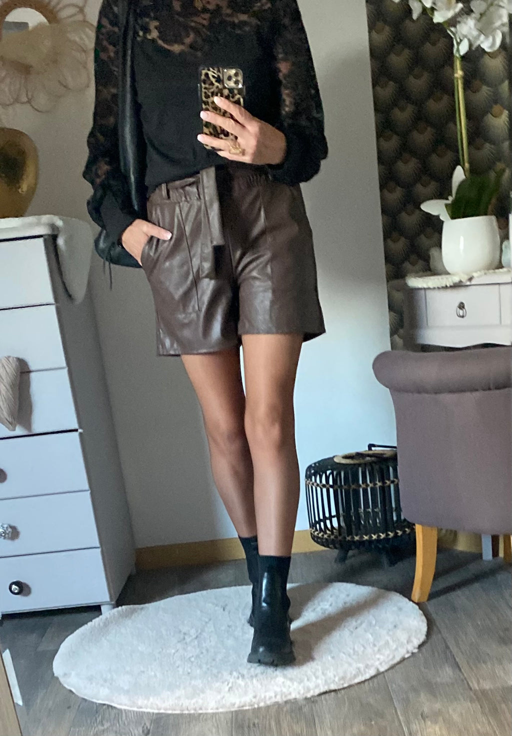 SHORT SIMILI PABLO   CHOCOLAT  S/M/L/XL/XXL