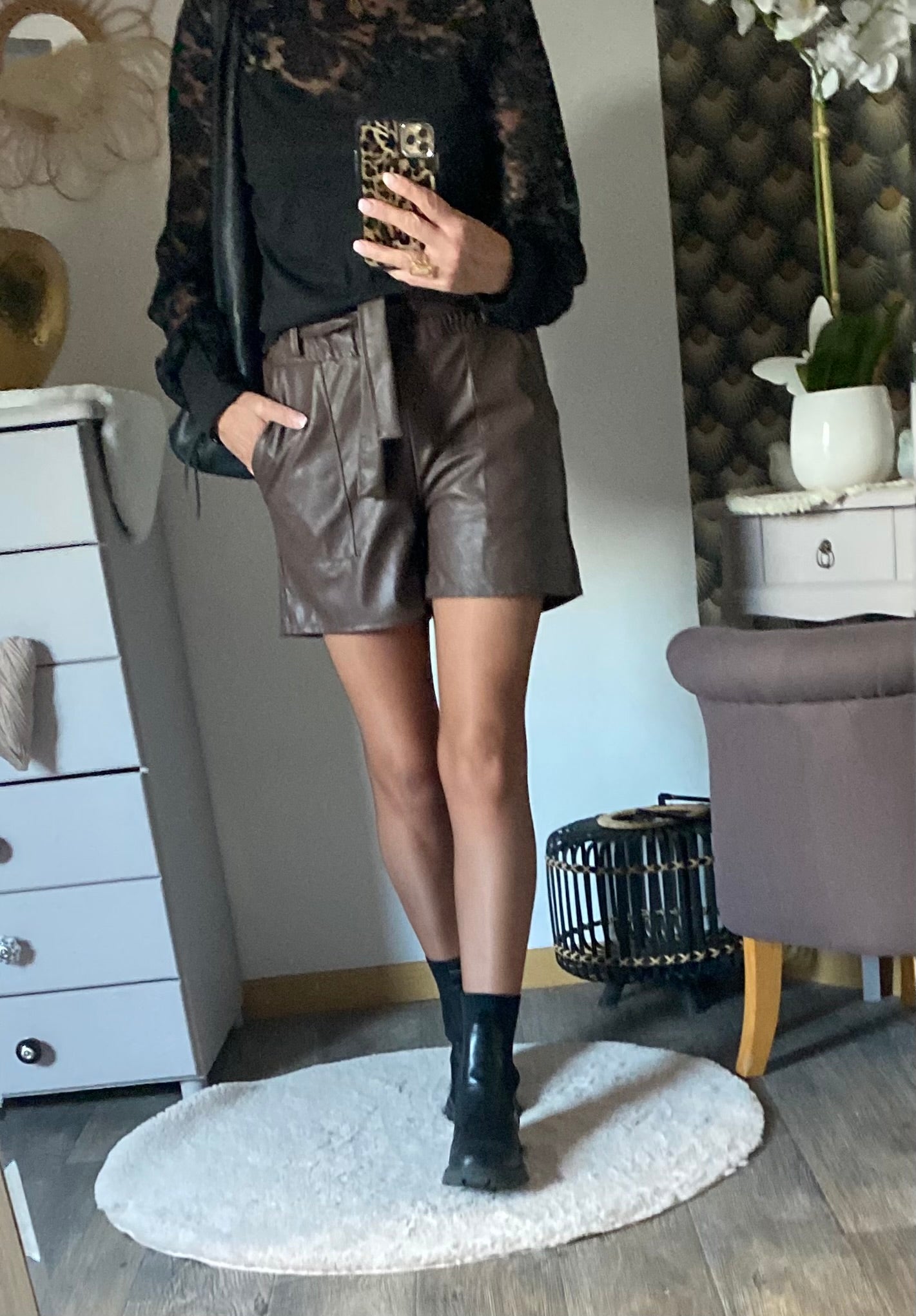 SHORT SIMILI PABLO   CHOCOLAT  S/M/L/XL/XXL