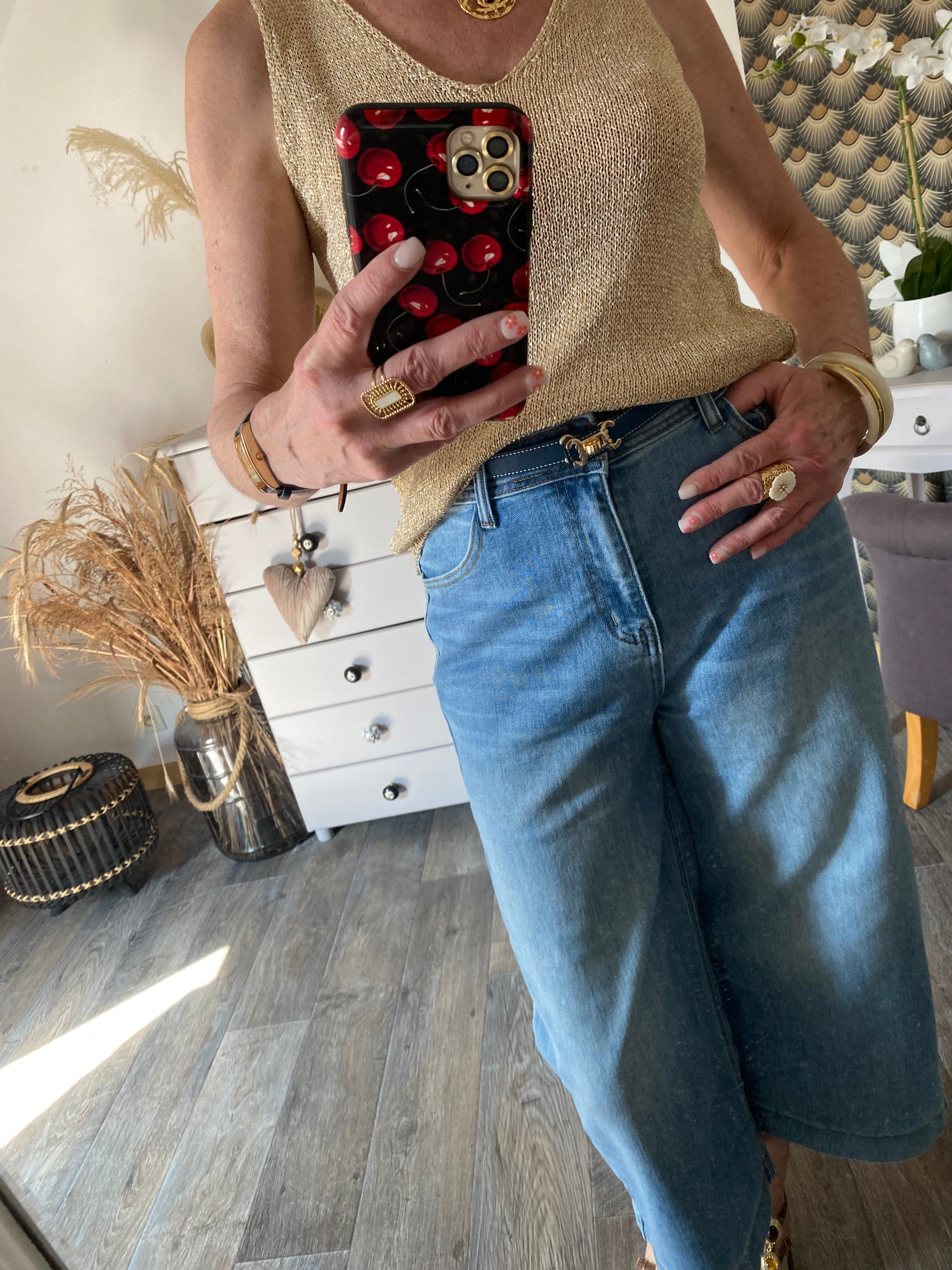 TOP BRETELLE IRISE DORE  TU 34/40 petit42