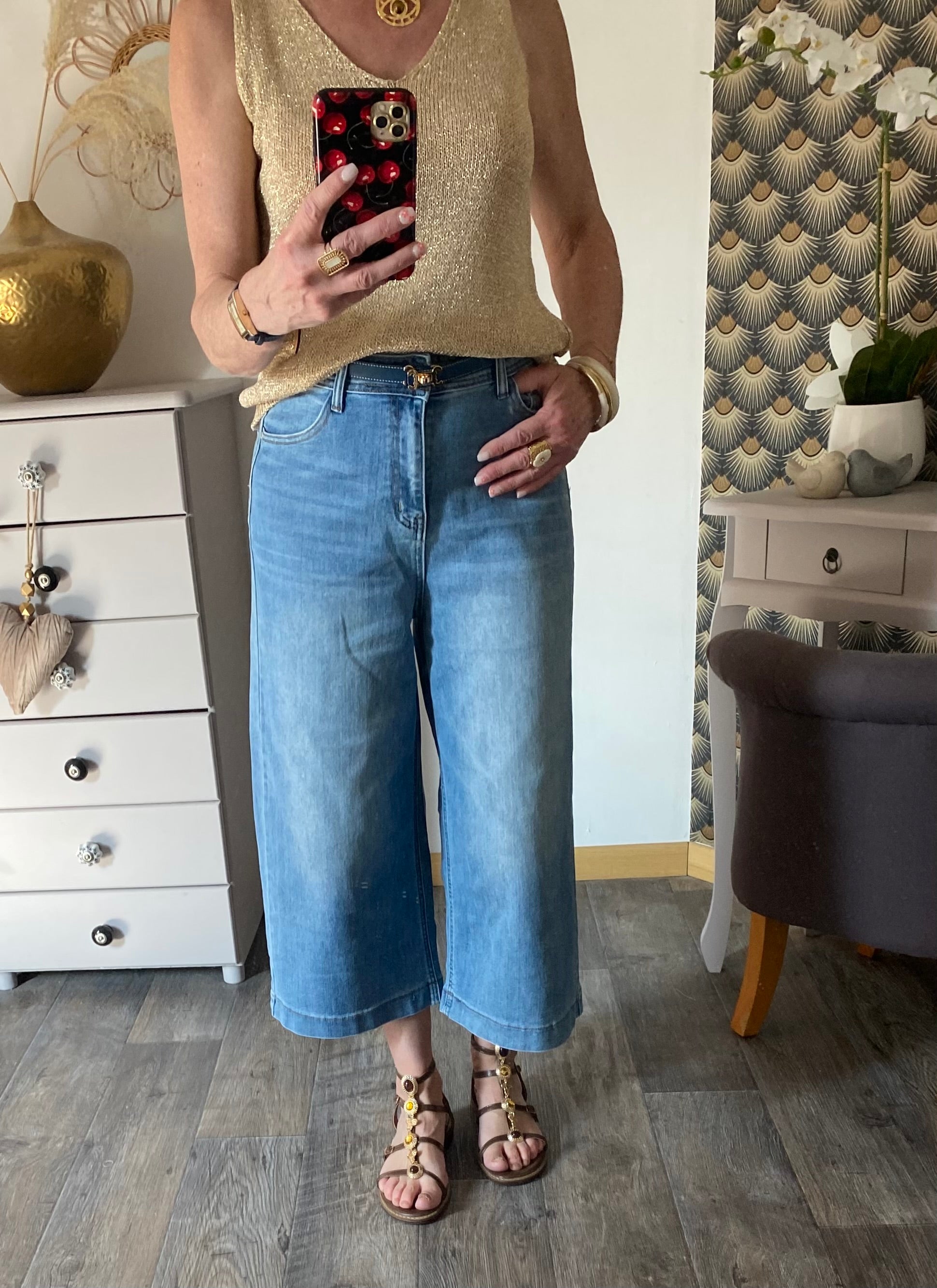 TOP BRETELLE IRISE DORE  TU 34/40 petit42