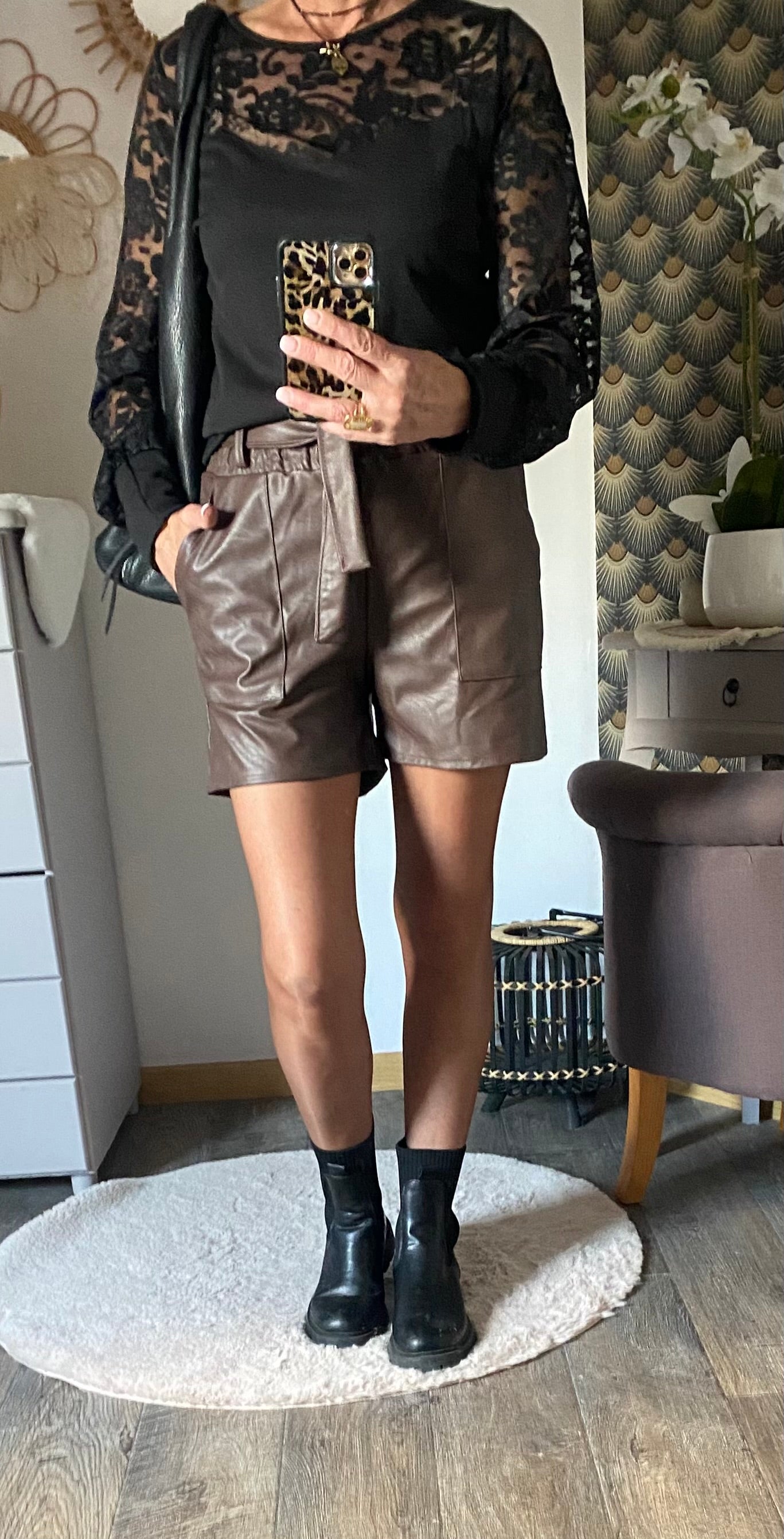 SHORT SIMILI PABLO   CHOCOLAT  S/M/L/XL/XXL