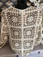 GILET CROCHET TAUPE  TU 36/ 44