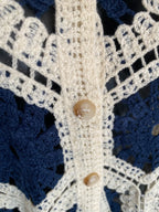 GILET CROCHET 1 BLEU MARINE  TU36/44