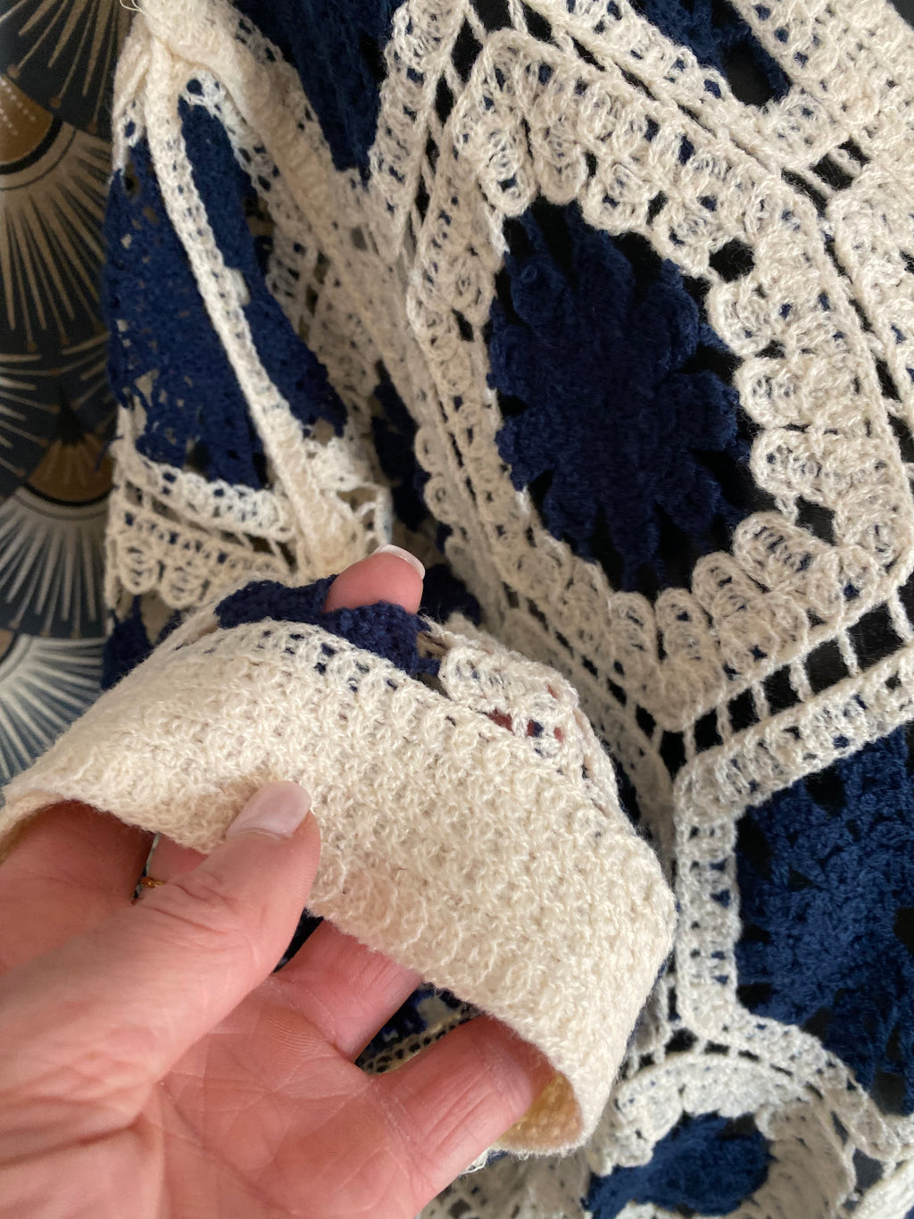 GILET CROCHET 1 BLEU MARINE  TU36/44