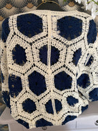 GILET CROCHET 1 BLEU MARINE  TU36/44