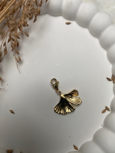 CHARM FEUILLE DE GINKO  ACIER INOXYDABLE