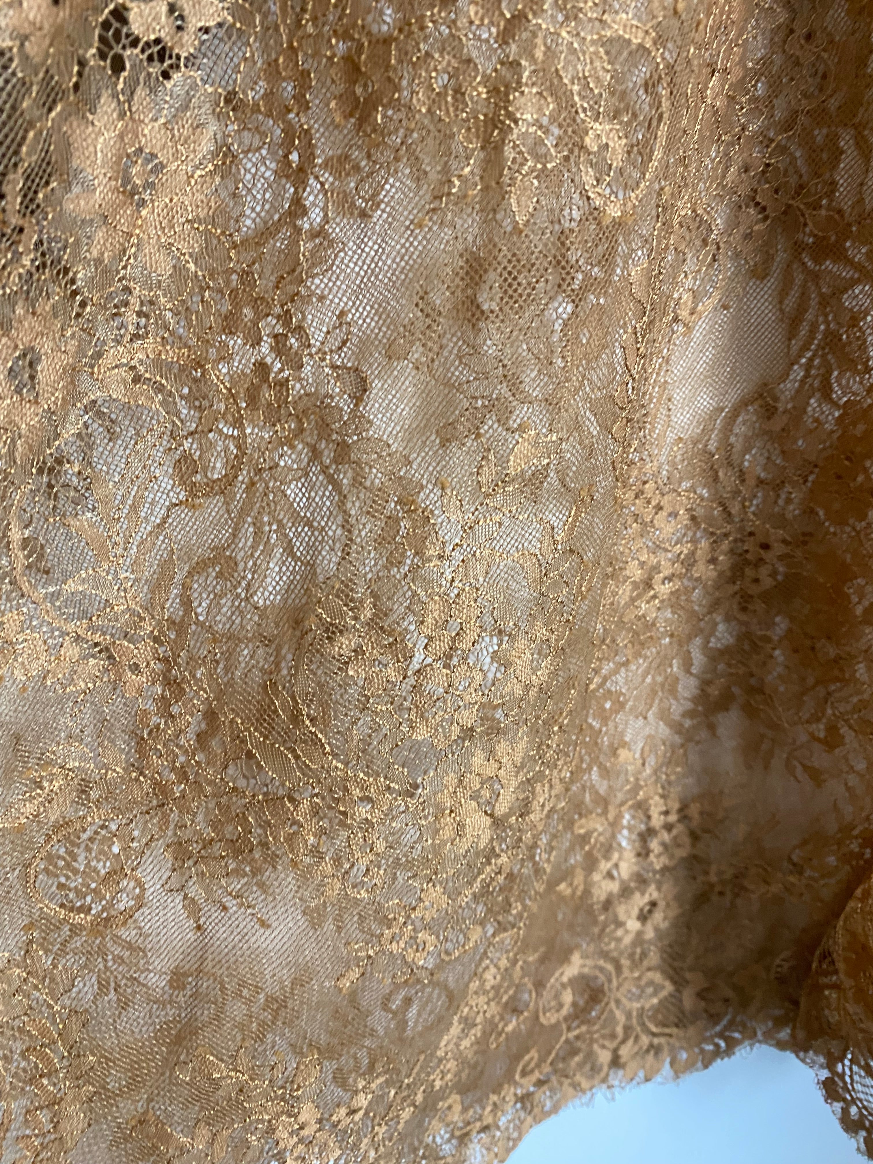 JUPE SATIN DENTELLE CAMEL    TU 38/44