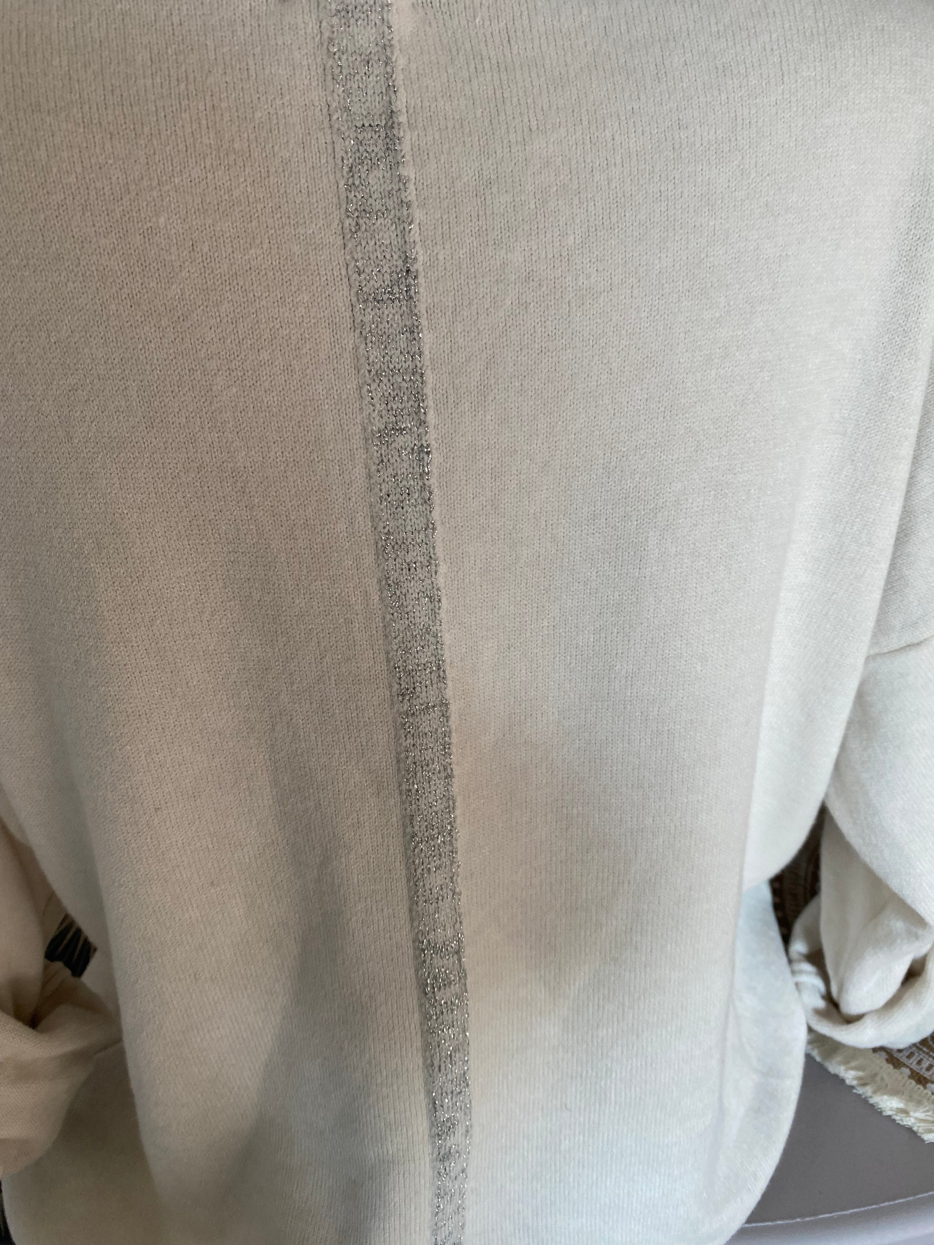 PULL ISSY ETOILES ET LISERET IRISE  TU 36/44   ECRU