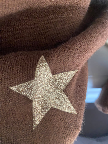 PULL ISSY ETOILES ET LISERET IRISE  TU 36/44   CHOCO