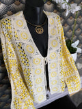 GILET CROCHET JAUNE TU 36/ 44