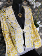 GILET CROCHET JAUNE TU 36/ 44