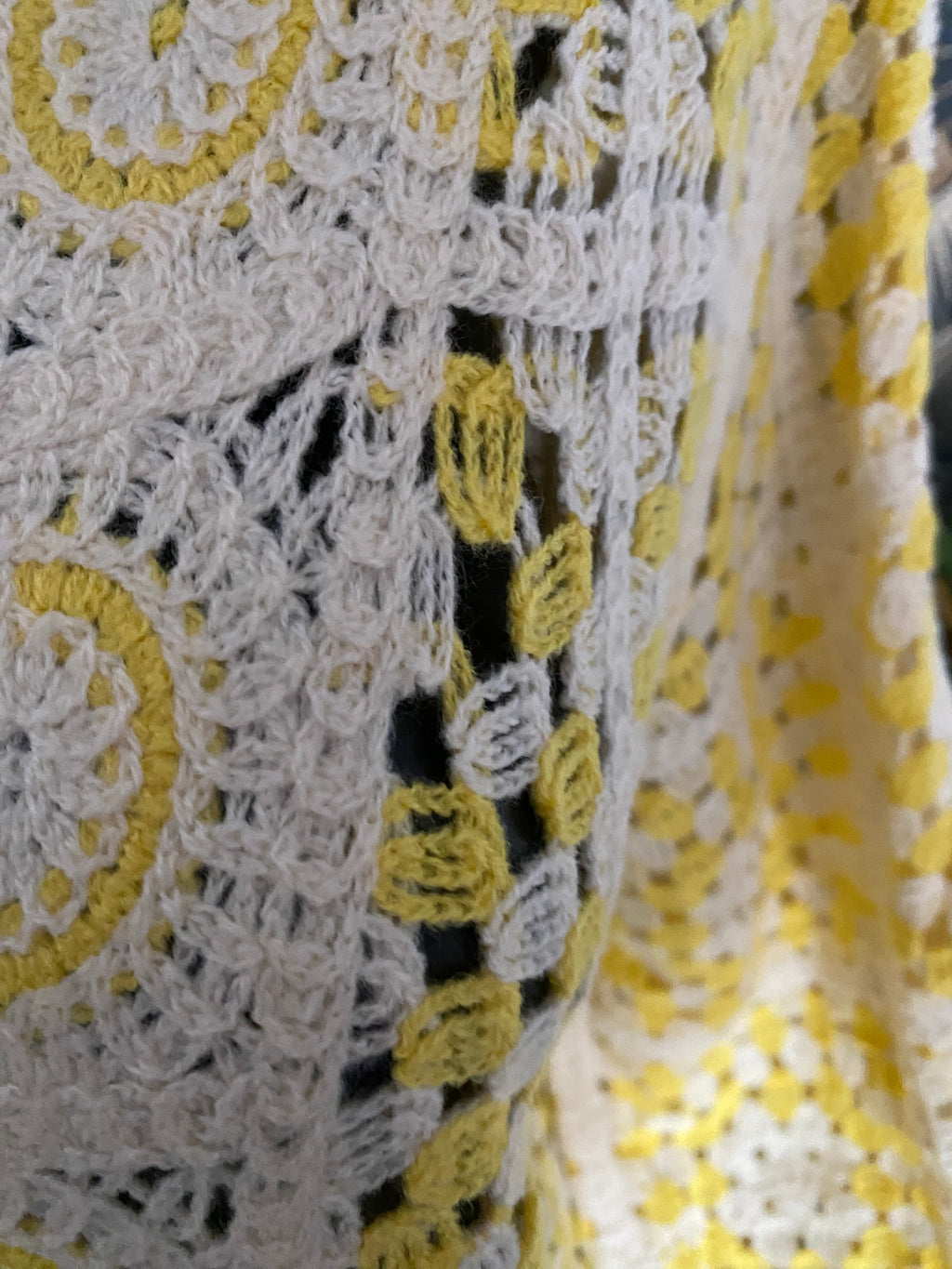 GILET CROCHET JAUNE TU 36/ 44