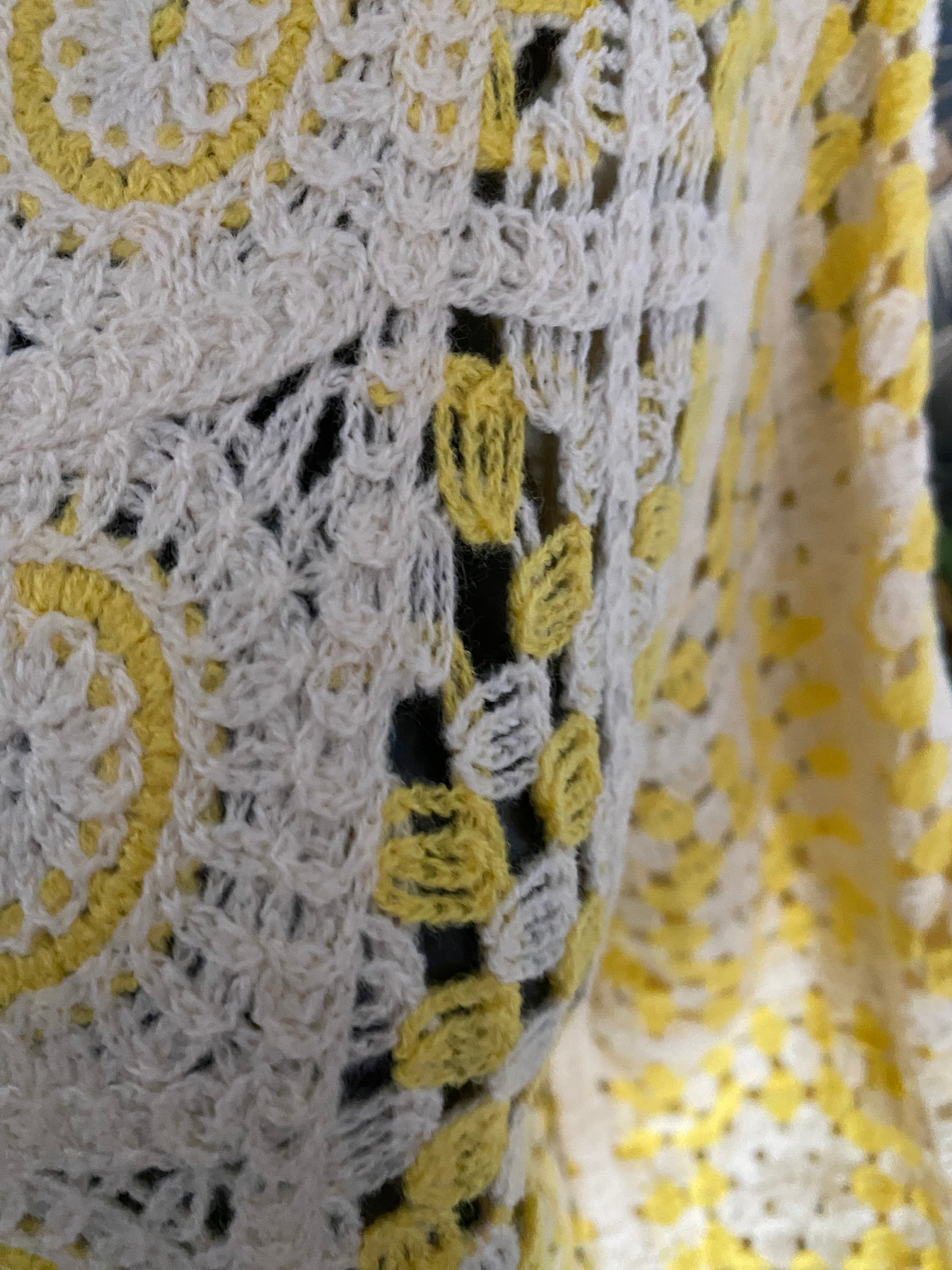 GILET CROCHET JAUNE TU 36/ 44