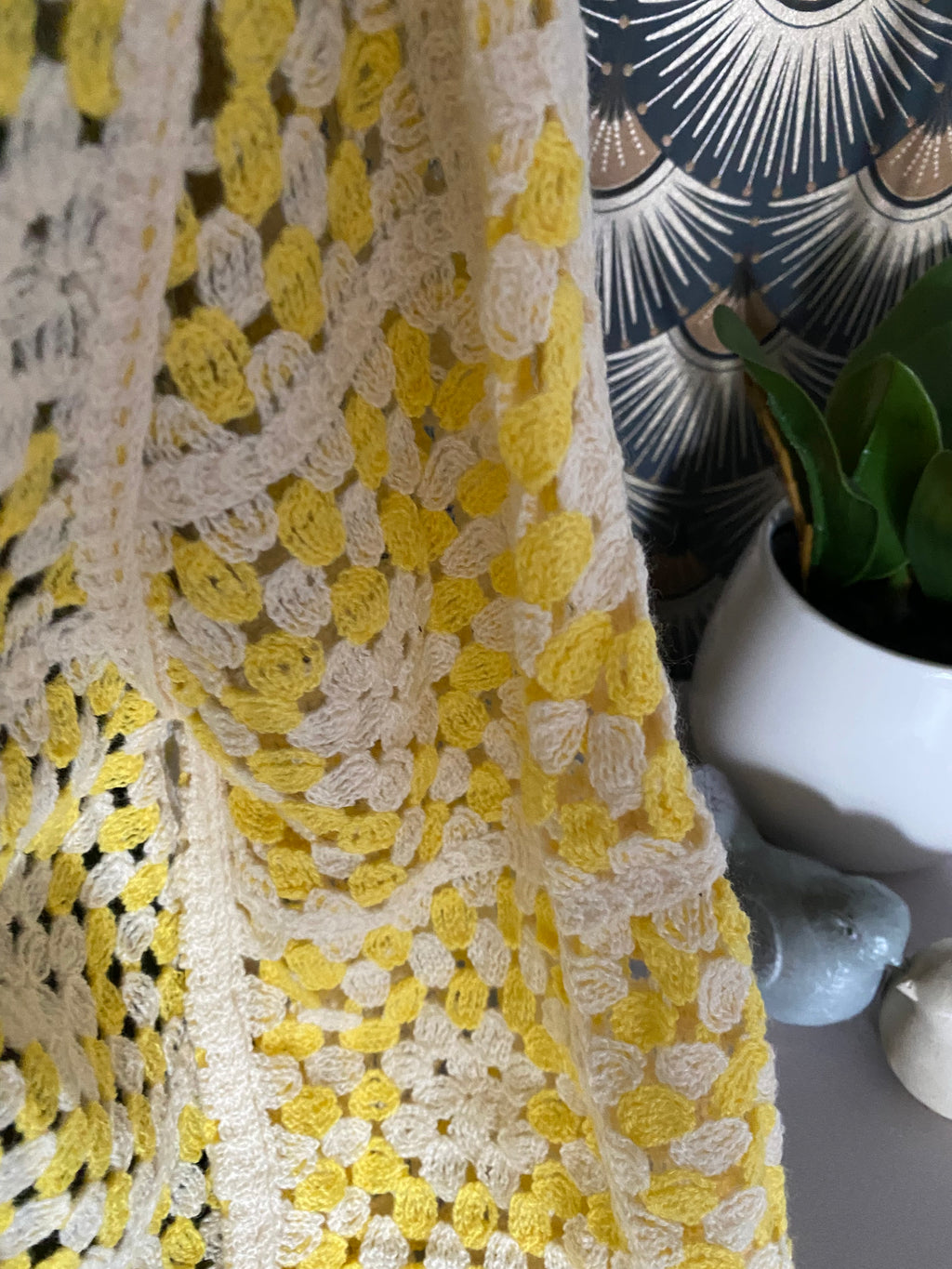 GILET CROCHET JAUNE TU 36/ 44