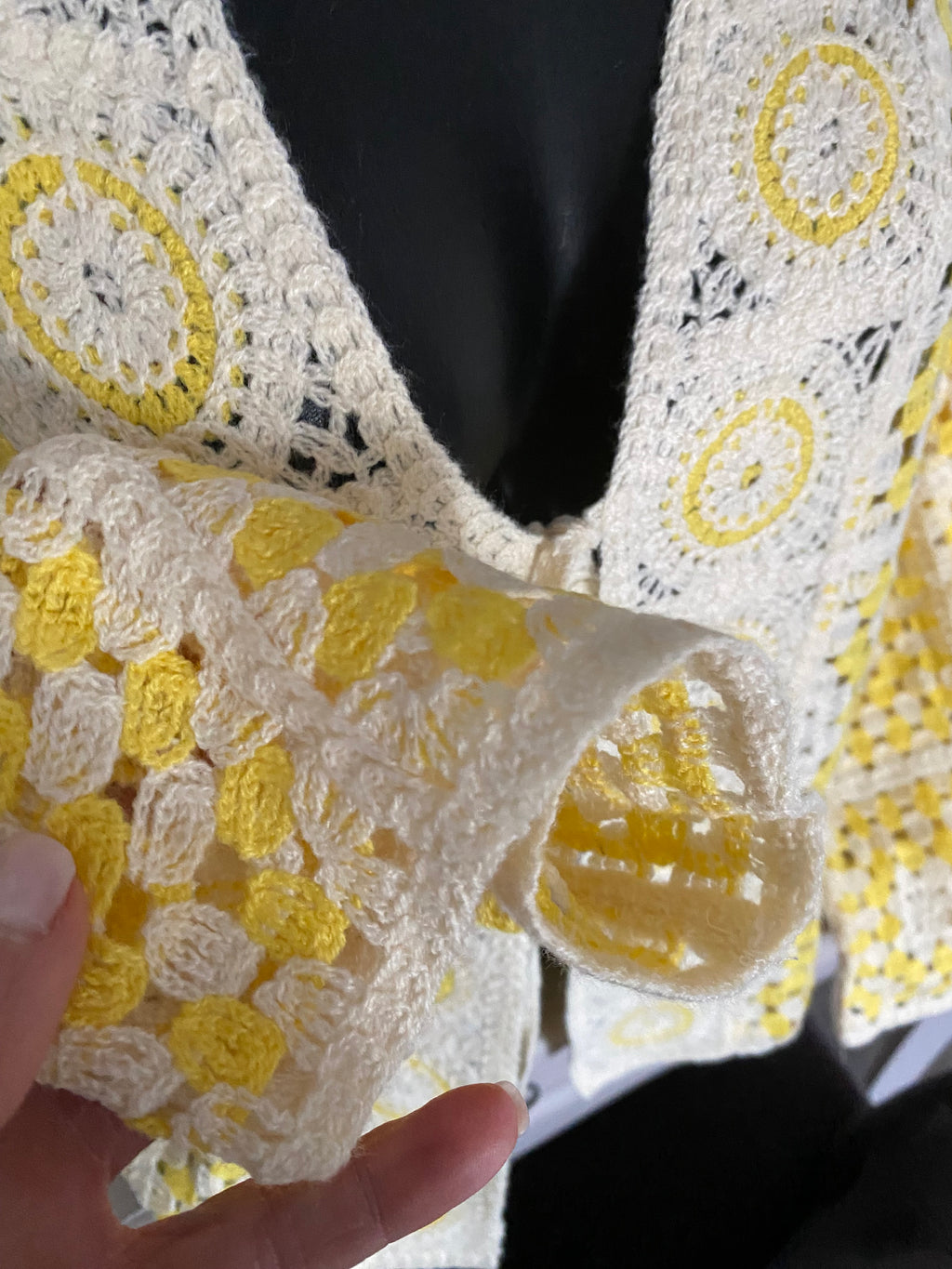 GILET CROCHET JAUNE TU 36/ 44