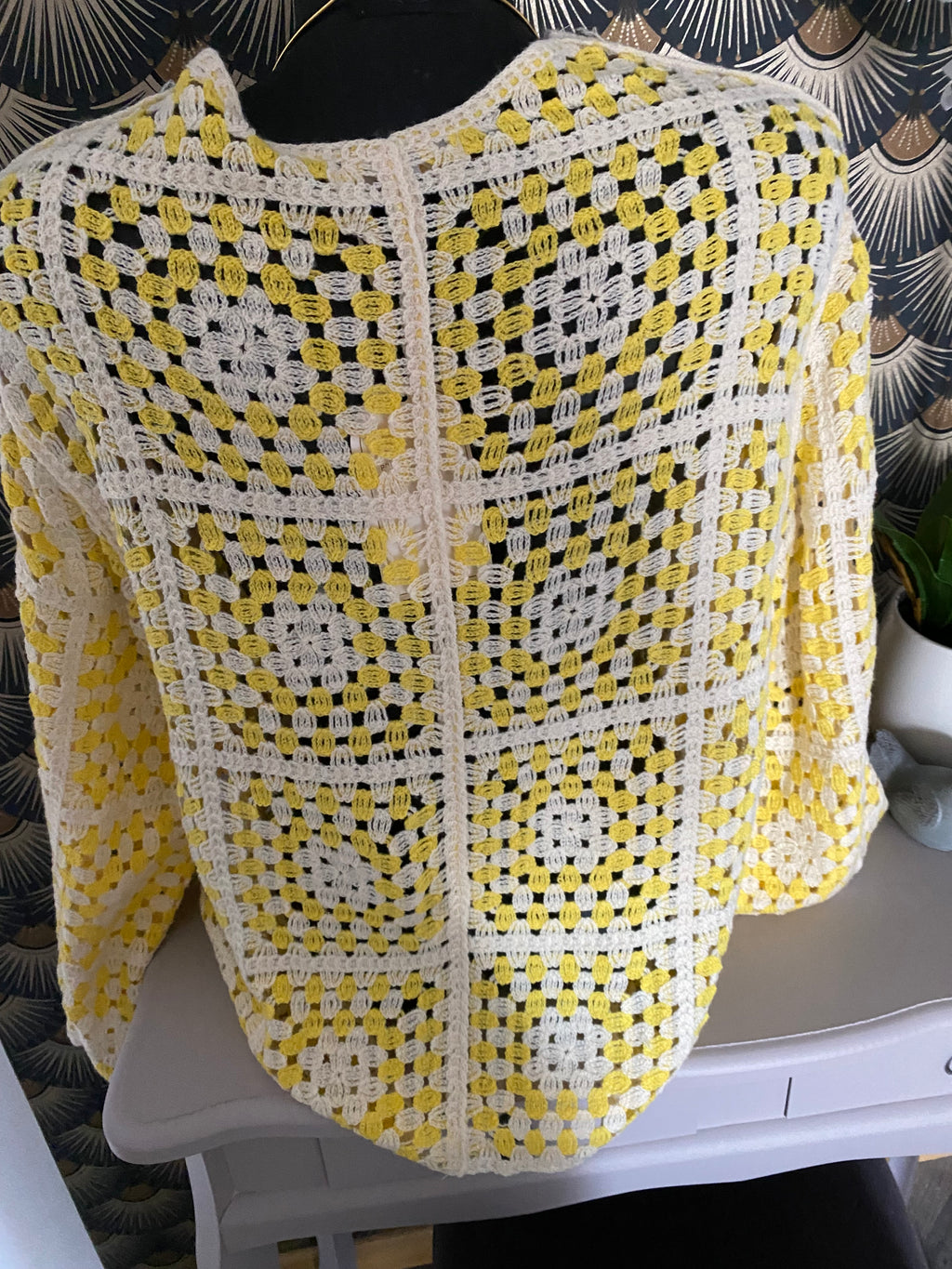 GILET CROCHET JAUNE TU 36/ 44