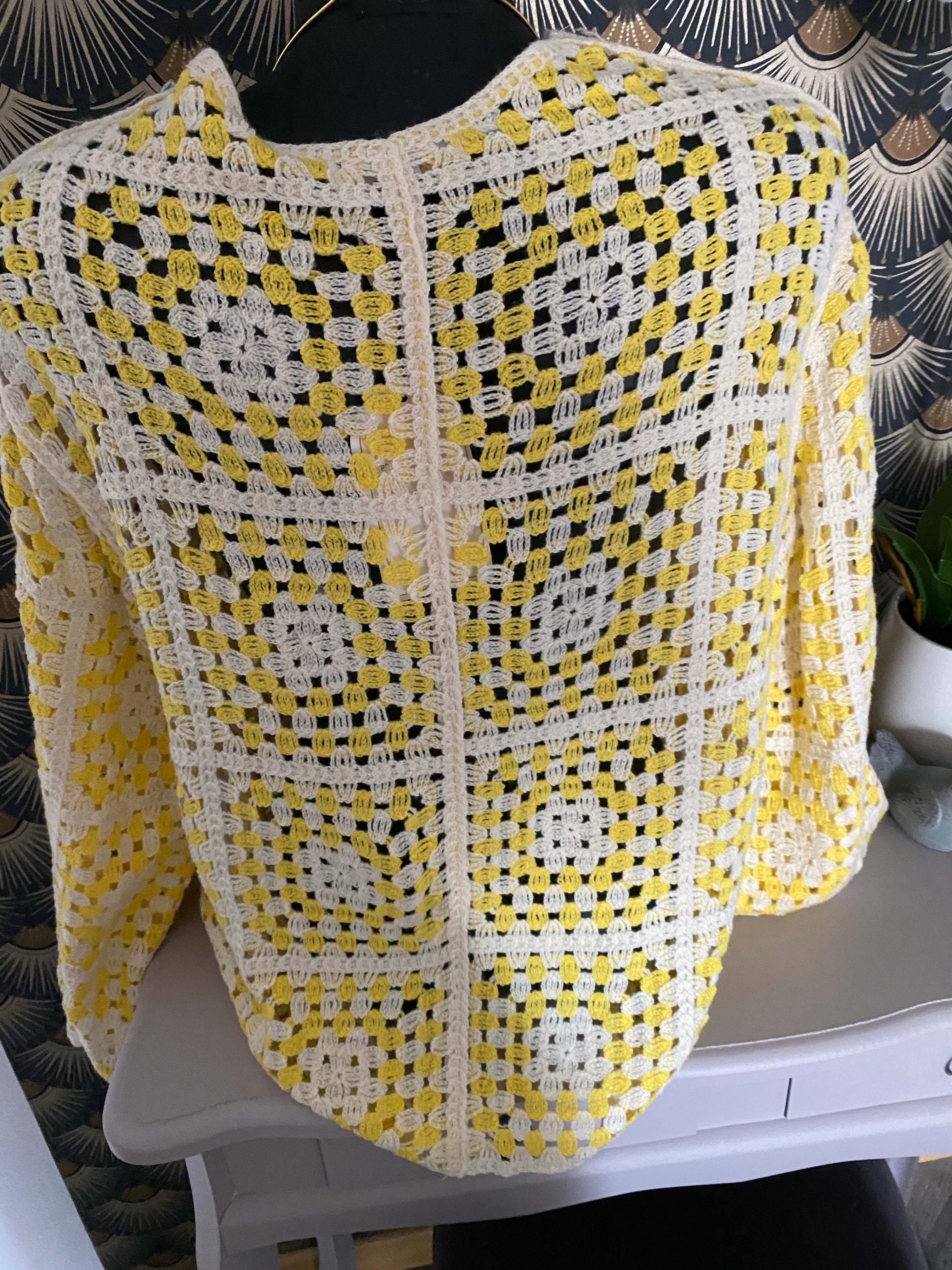 GILET CROCHET JAUNE TU 36/ 44