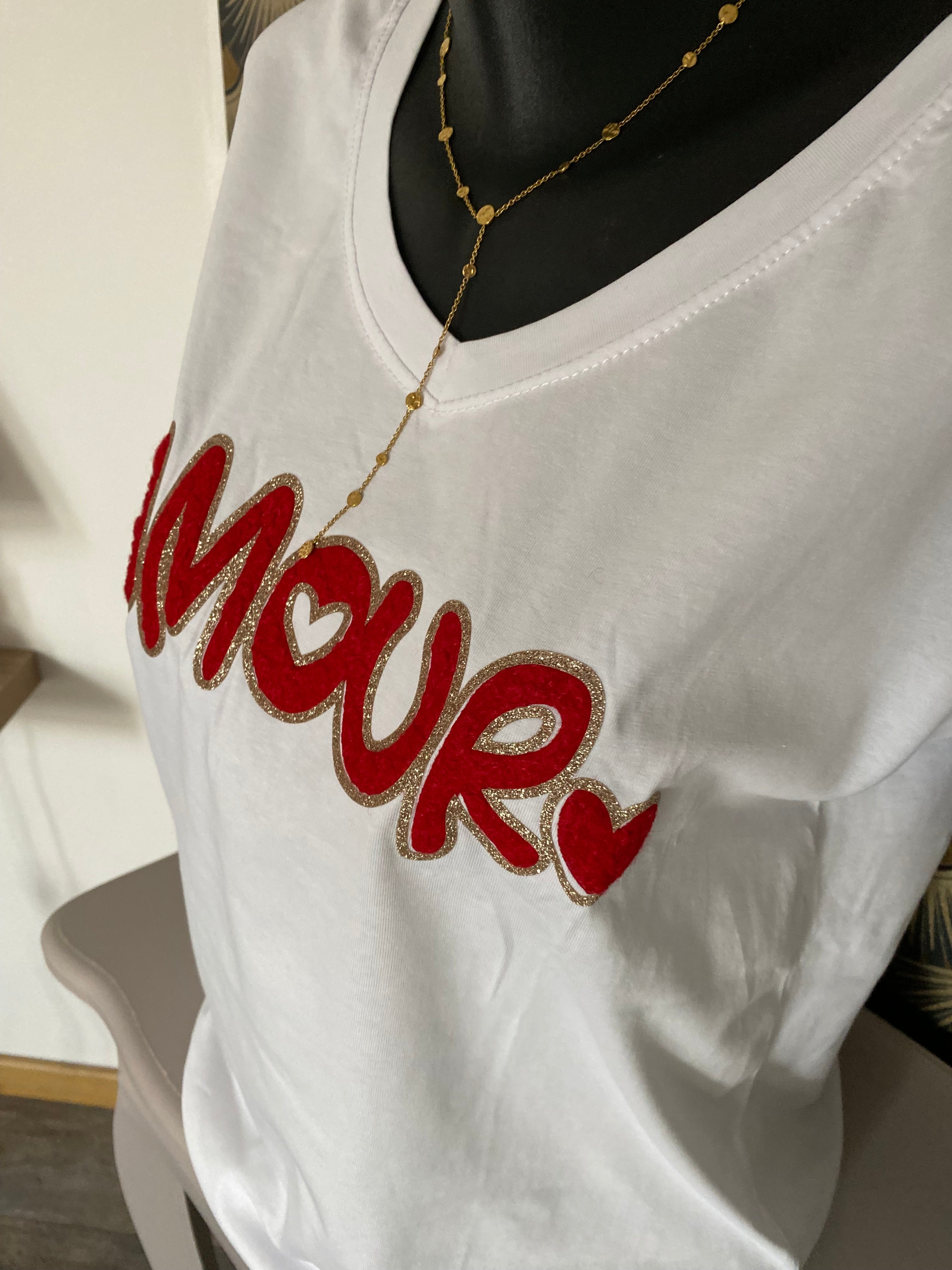 T -SHIRT AMOUR ROUGE  TU 38/46