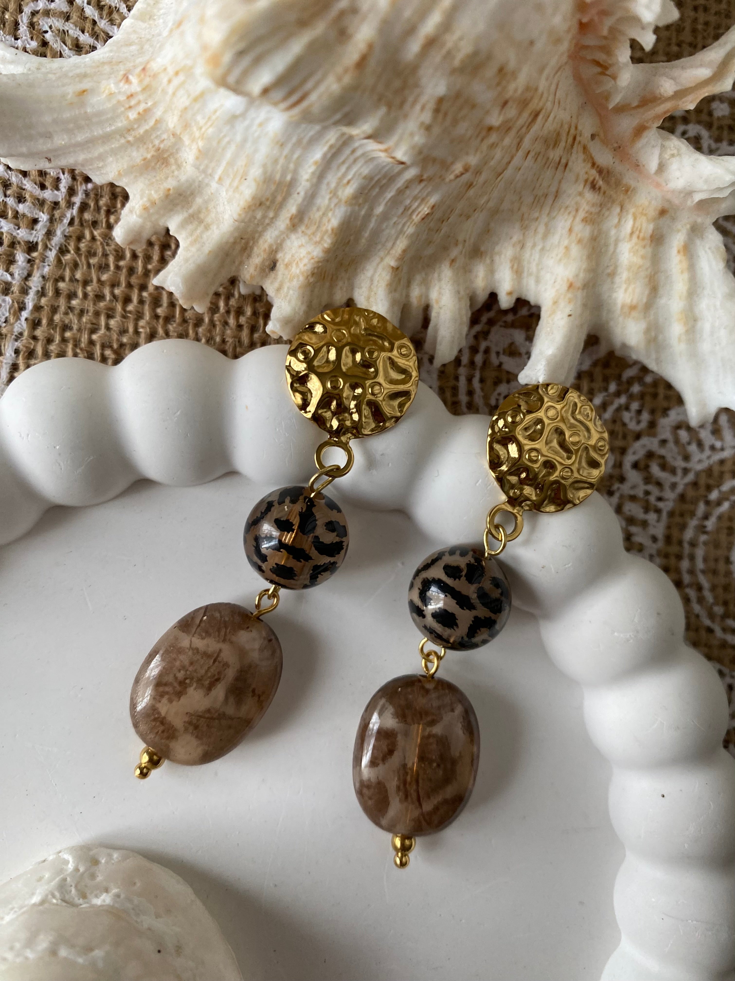 BOUCLES D'OREILLES LEOPARD  ACIER INOXYDABLE