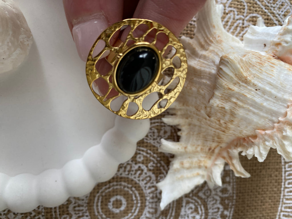 BAGUE BEACH ACIER INOXYDABLE NOIR