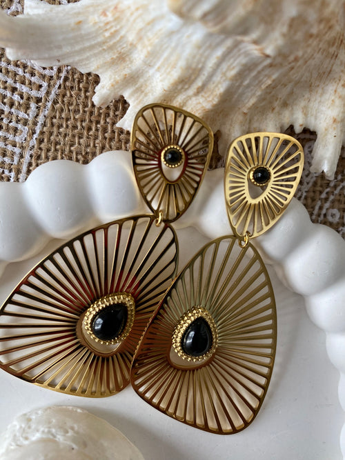 BOUCLES D'OREILLES EMY NOIR   ACIER INOXYDABLE